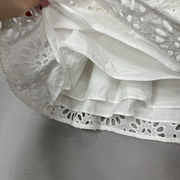 Lilly Pulitzer Kay Dress Womens 12 White Floral Eyelet Babydoll Mini Cottagecore - Picture 5 of 15